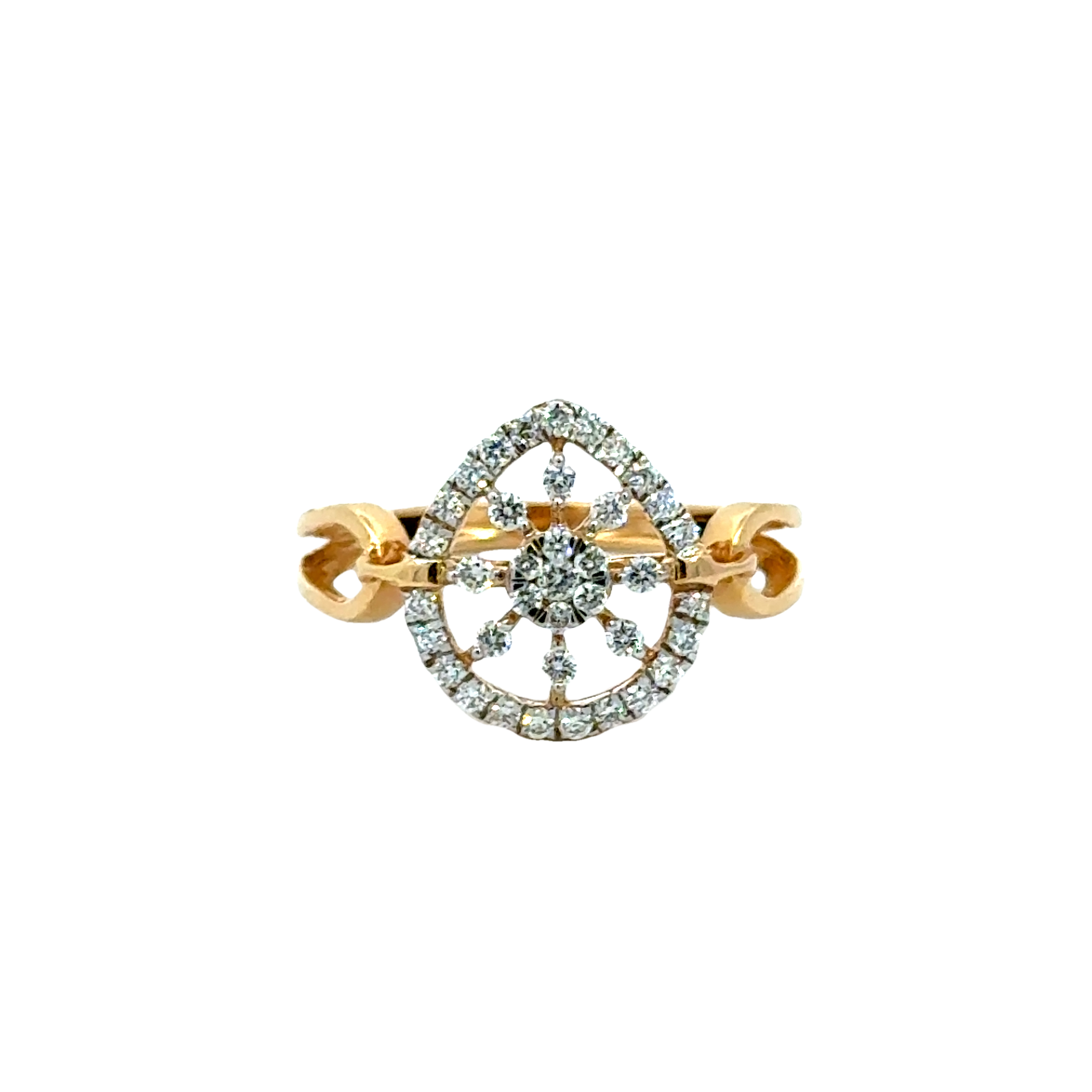 18k Yellow Gold and Diamond Fancy Ring in size 5.5 and total gold weight of 2.62g