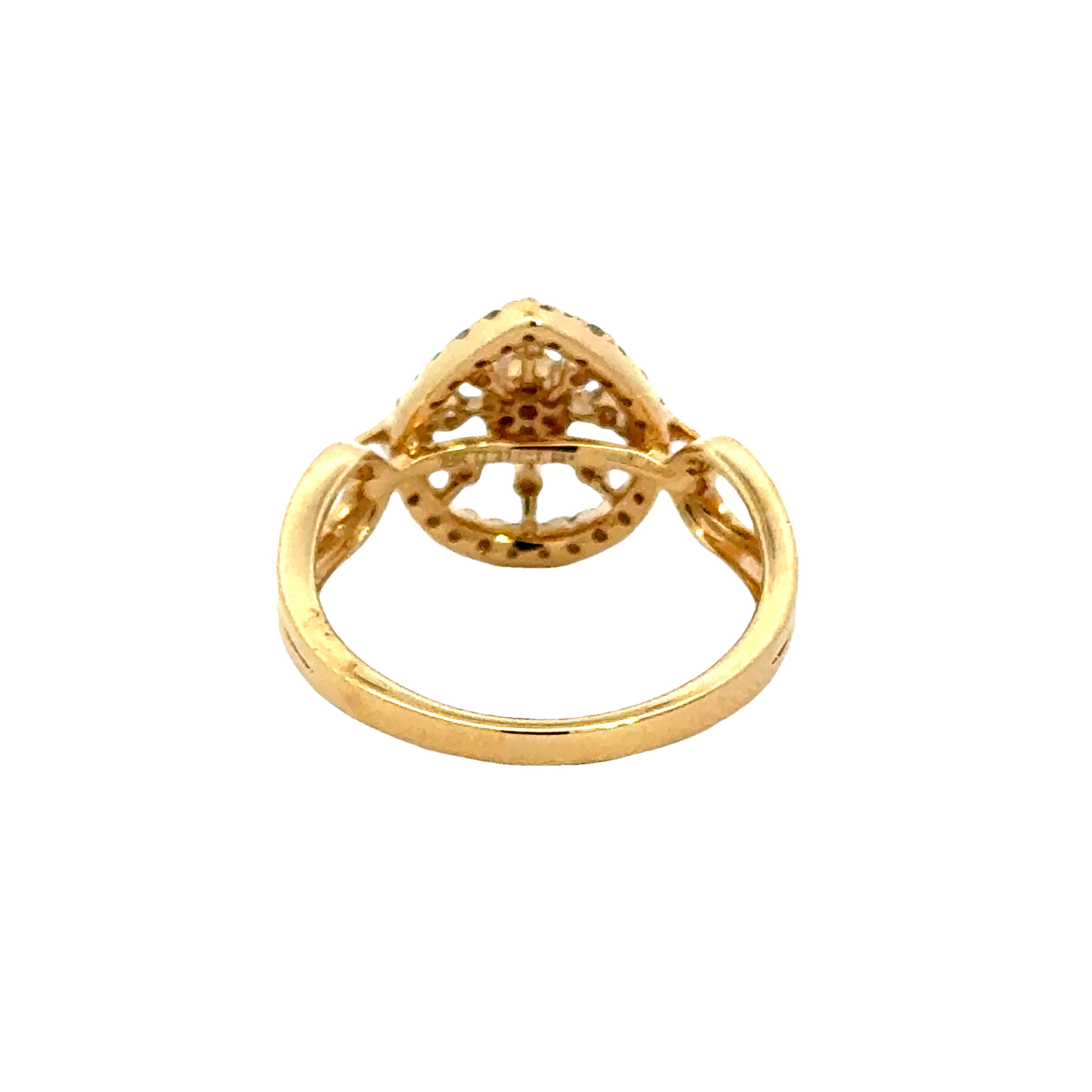 18k Yellow Gold and Diamond Fancy Ring in size 5.5 and total gold weight of 2.62g