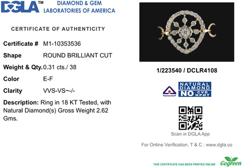 18k Yellow Gold and Diamond Fancy Ring in size 5.5 and total gold weight of 2.62g