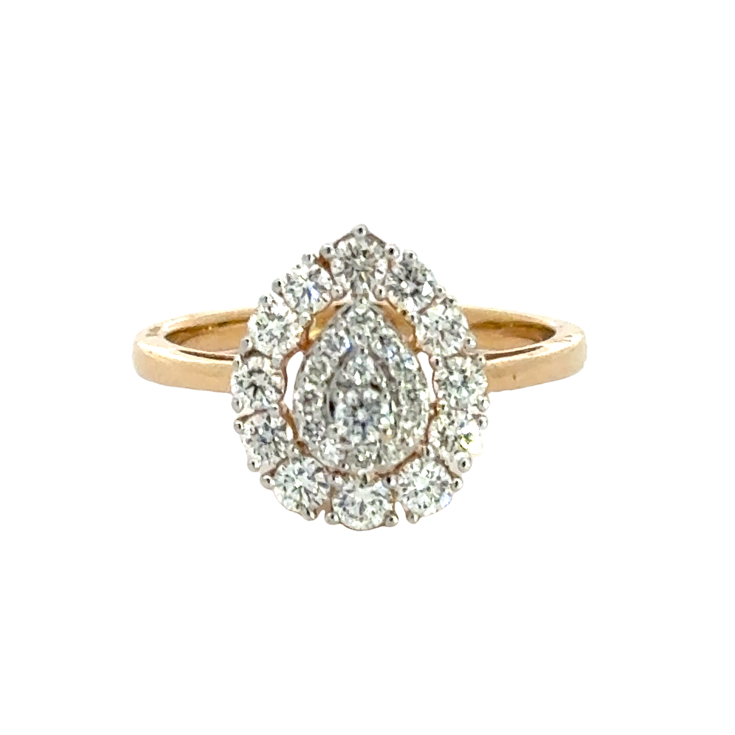 18k Yellow Gold and Diamond Pear Shaped Fancy Ring in size 5.5 and total gold weight of 3.14g