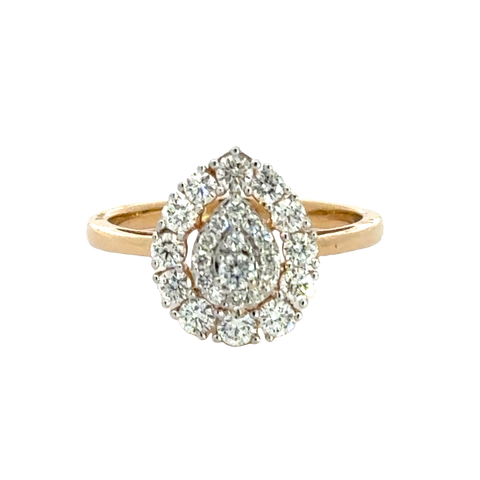 18k Yellow Gold and Diamond Pear Shaped Fancy Ring in size 5.5 and total gold weight of 3.14g