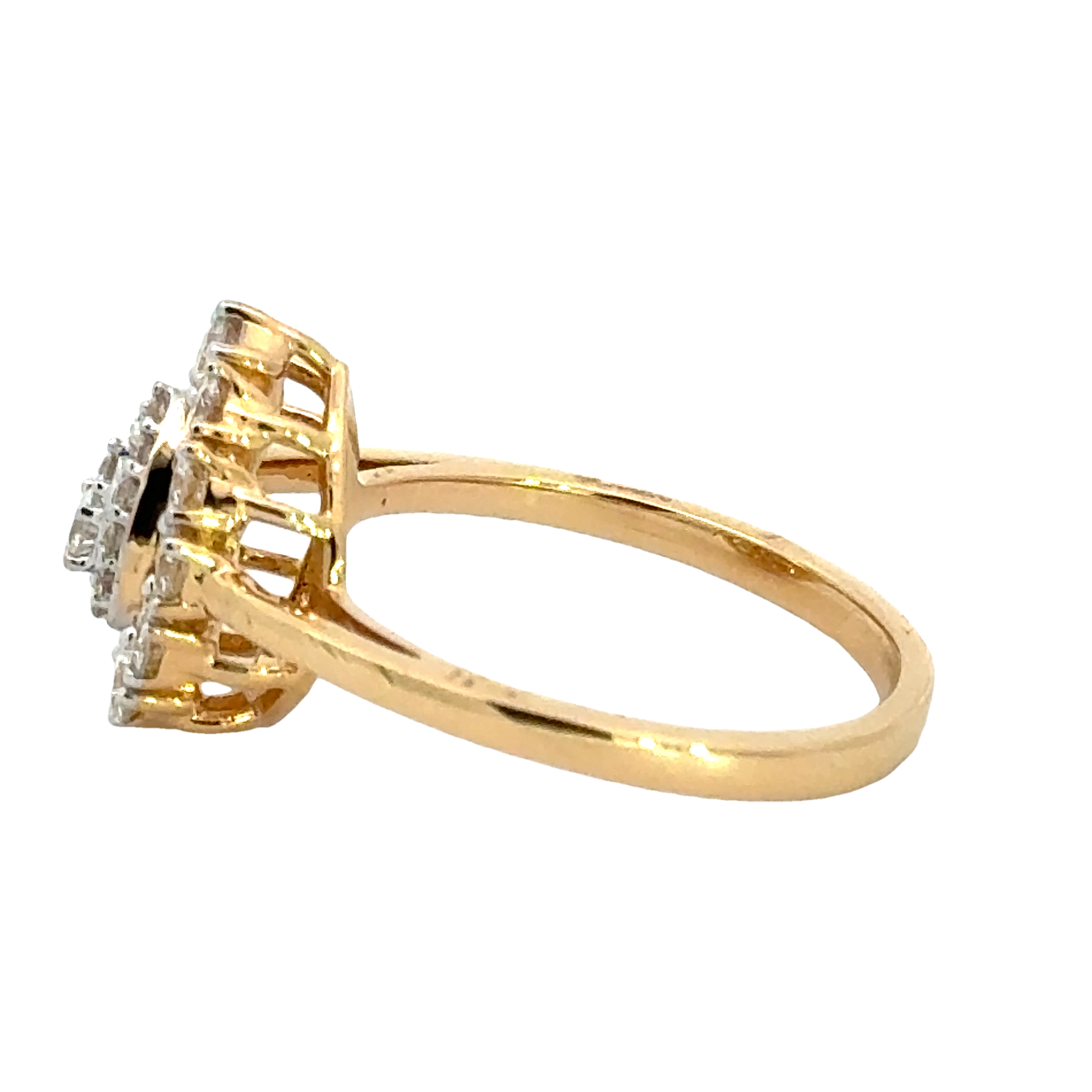 18k Yellow Gold and Diamond Pear Shaped Fancy Ring in size 5.5 and total gold weight of 3.14g