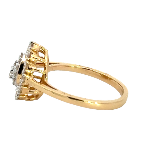 18k Yellow Gold and Diamond Pear Shaped Fancy Ring in size 5.5 and total gold weight of 3.14g