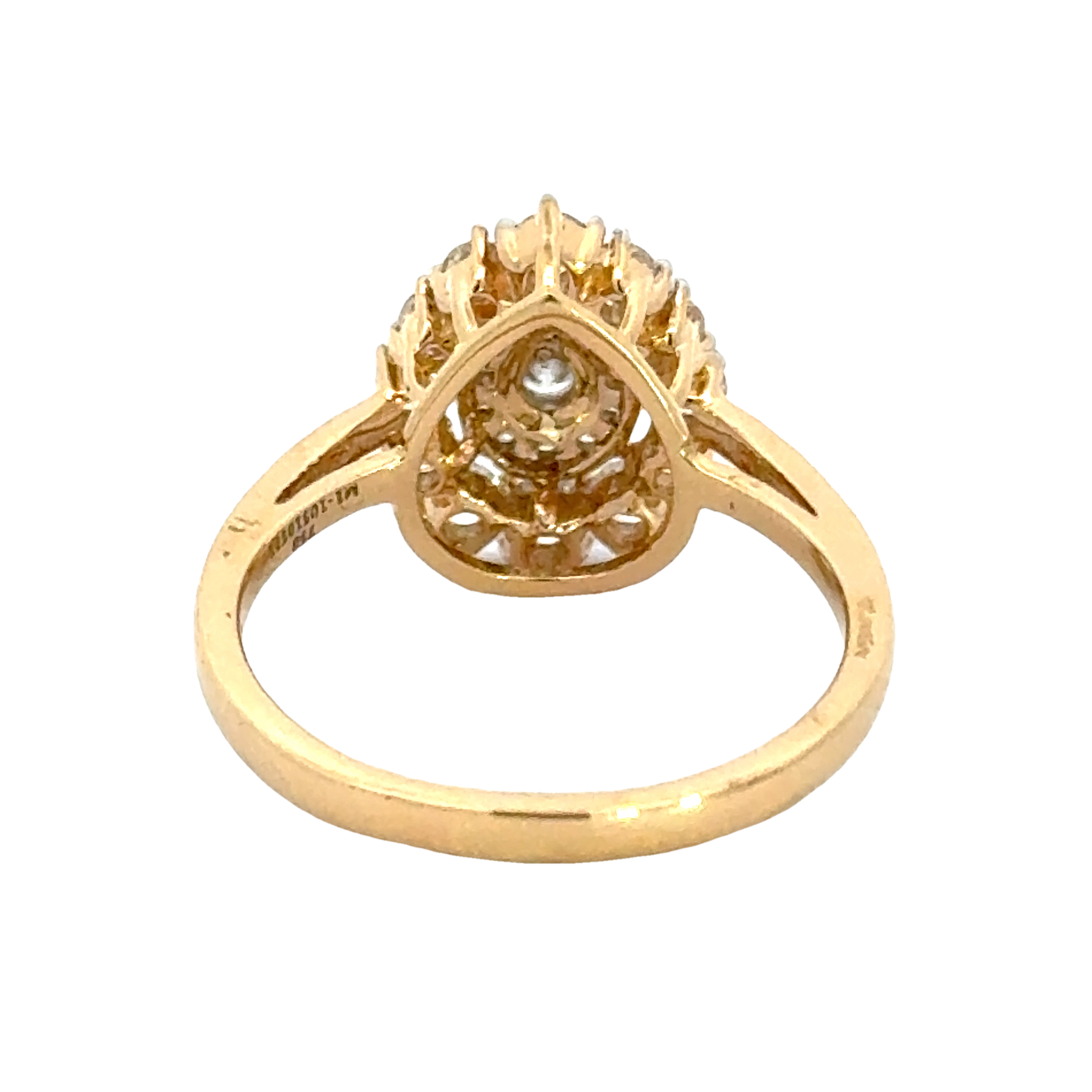 18k Yellow Gold and Diamond Pear Shaped Fancy Ring in size 5.5 and total gold weight of 3.14g