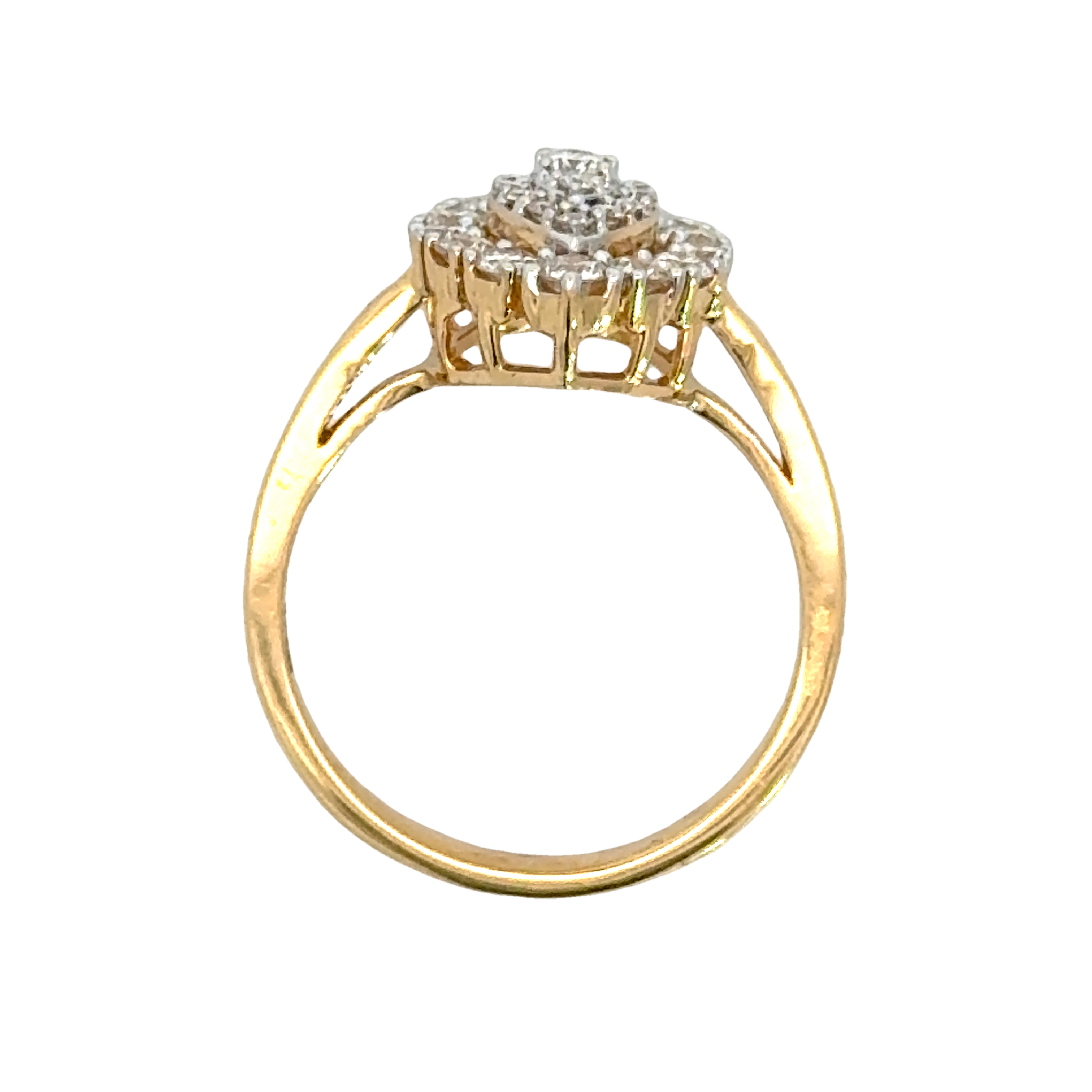 18k Yellow Gold and Diamond Pear Shaped Fancy Ring in size 5.5 and total gold weight of 3.14g