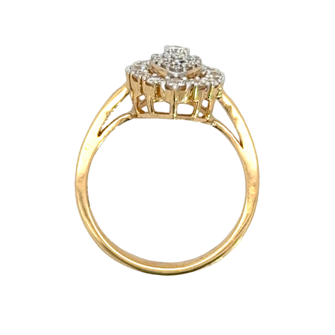 18k Yellow Gold and Diamond Pear Shaped Fancy Ring in size 5.5 and total gold weight of 3.14g