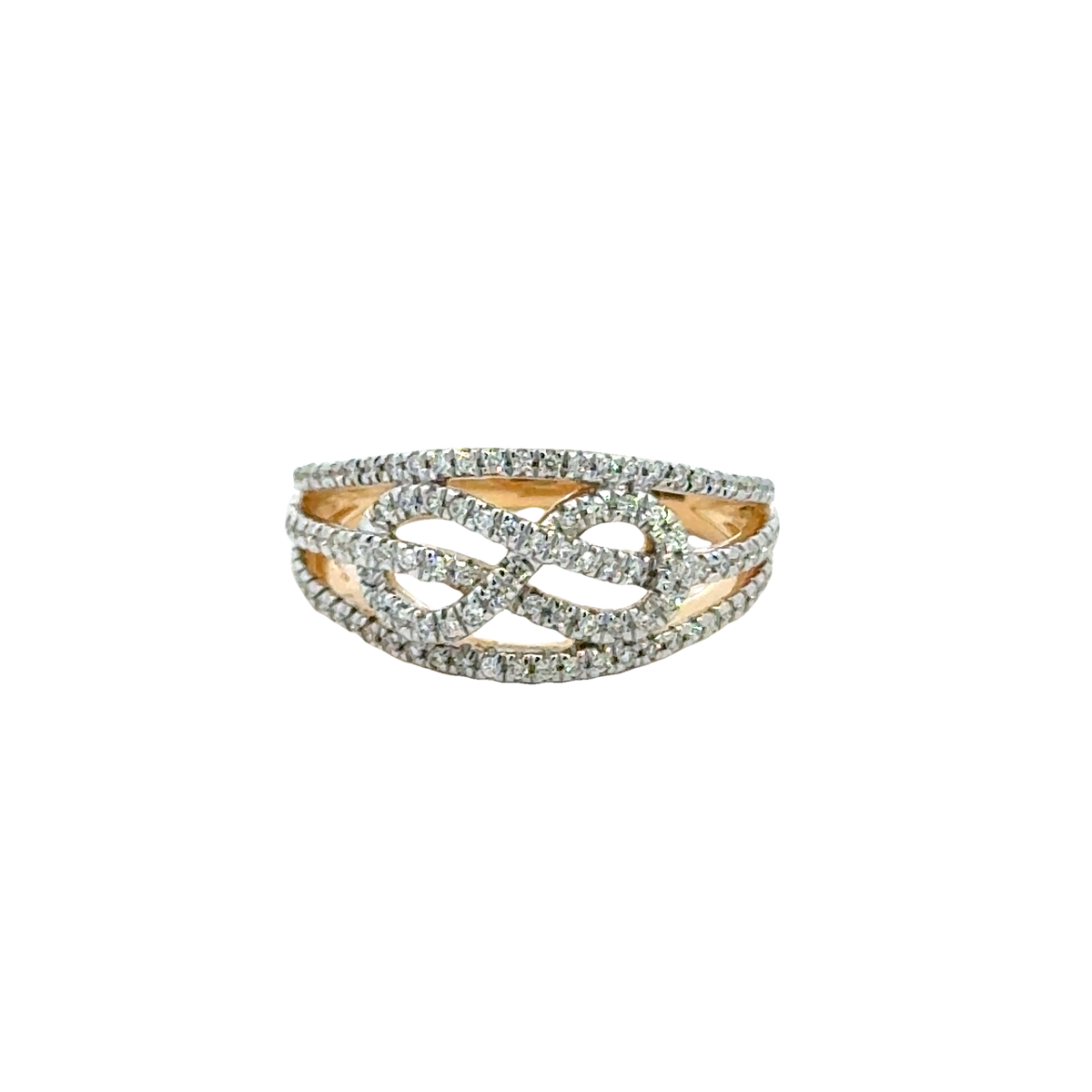 18k Yellow Gold and Diamond Fancy Ring in size 5.5 and total gold weight of 4.39g