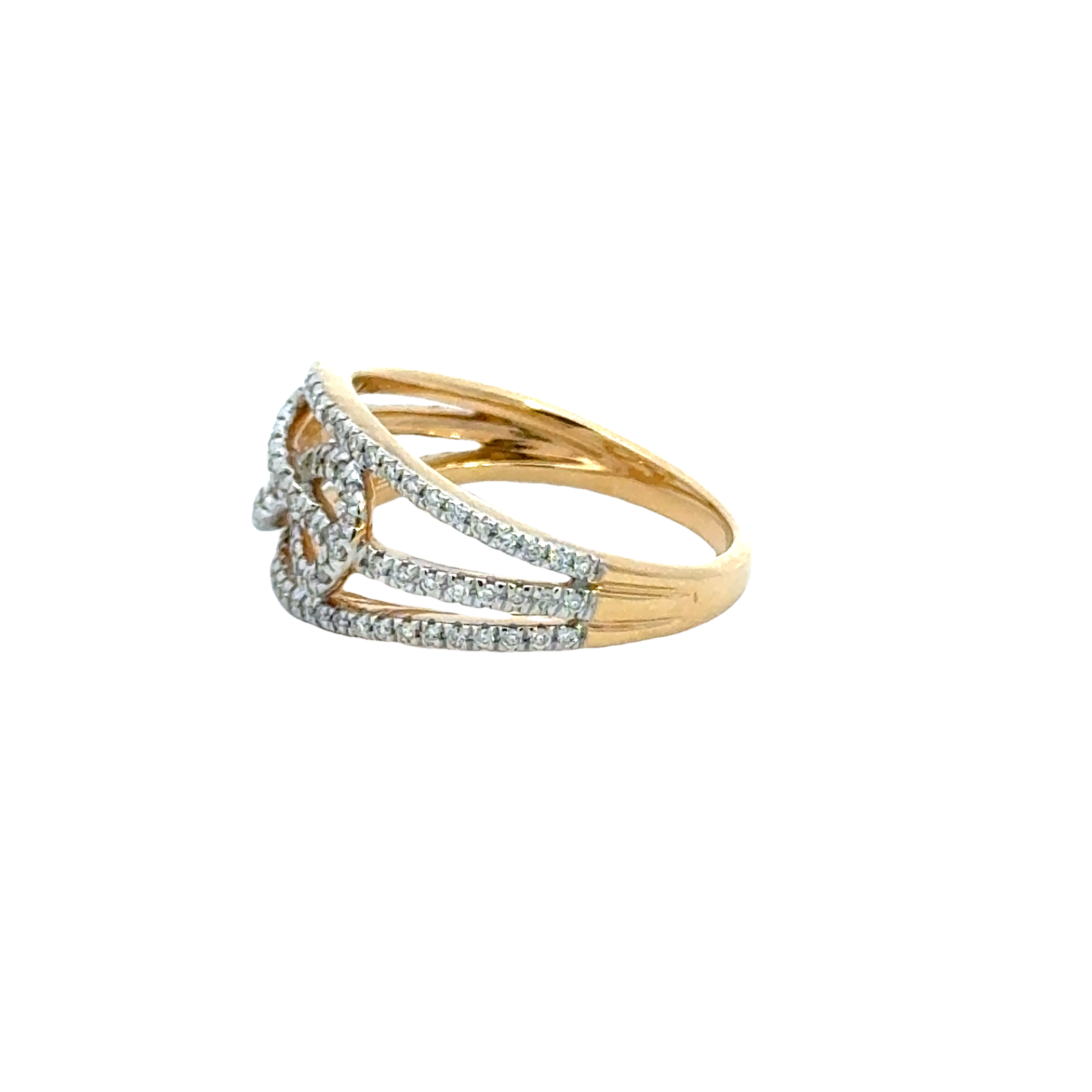 18k Yellow Gold and Diamond Fancy Ring in size 5.5 and total gold weight of 4.39g