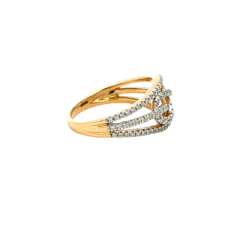 18k Yellow Gold and Diamond Fancy Ring in size 5.5 and total gold weight of 4.39g