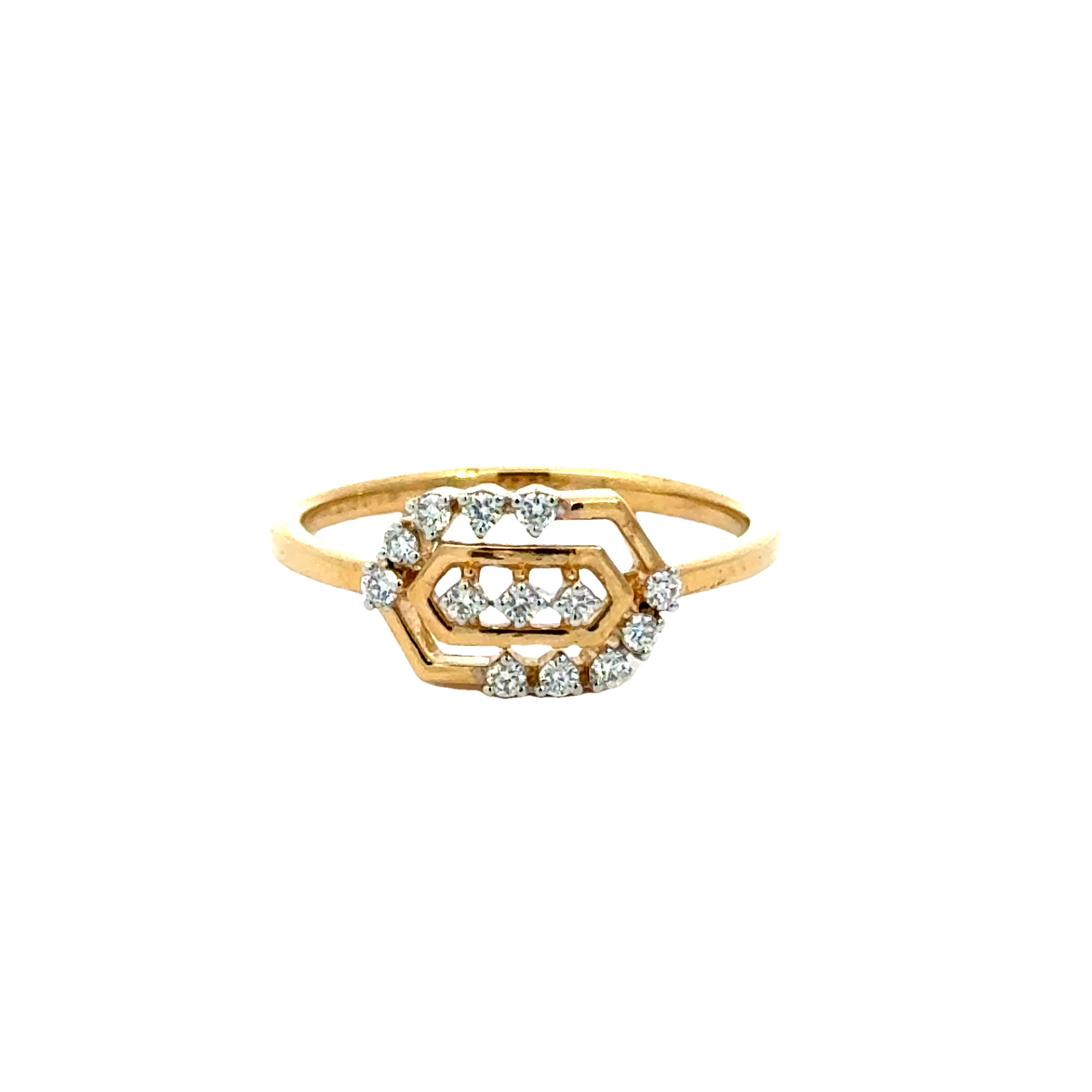 18k Yellow Gold and Diamond Fancy Ring in size 5.5 and total gold weight of 1.9g