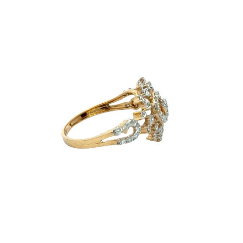 18k Yellow Gold and Diamond Fancy Ring in size 5.5 and total gold weight of 1.93g