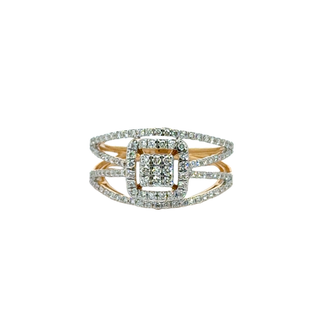 18k Yellow Gold and Diamond Fancy Ring in size 5 and total gold weight of 2.75g