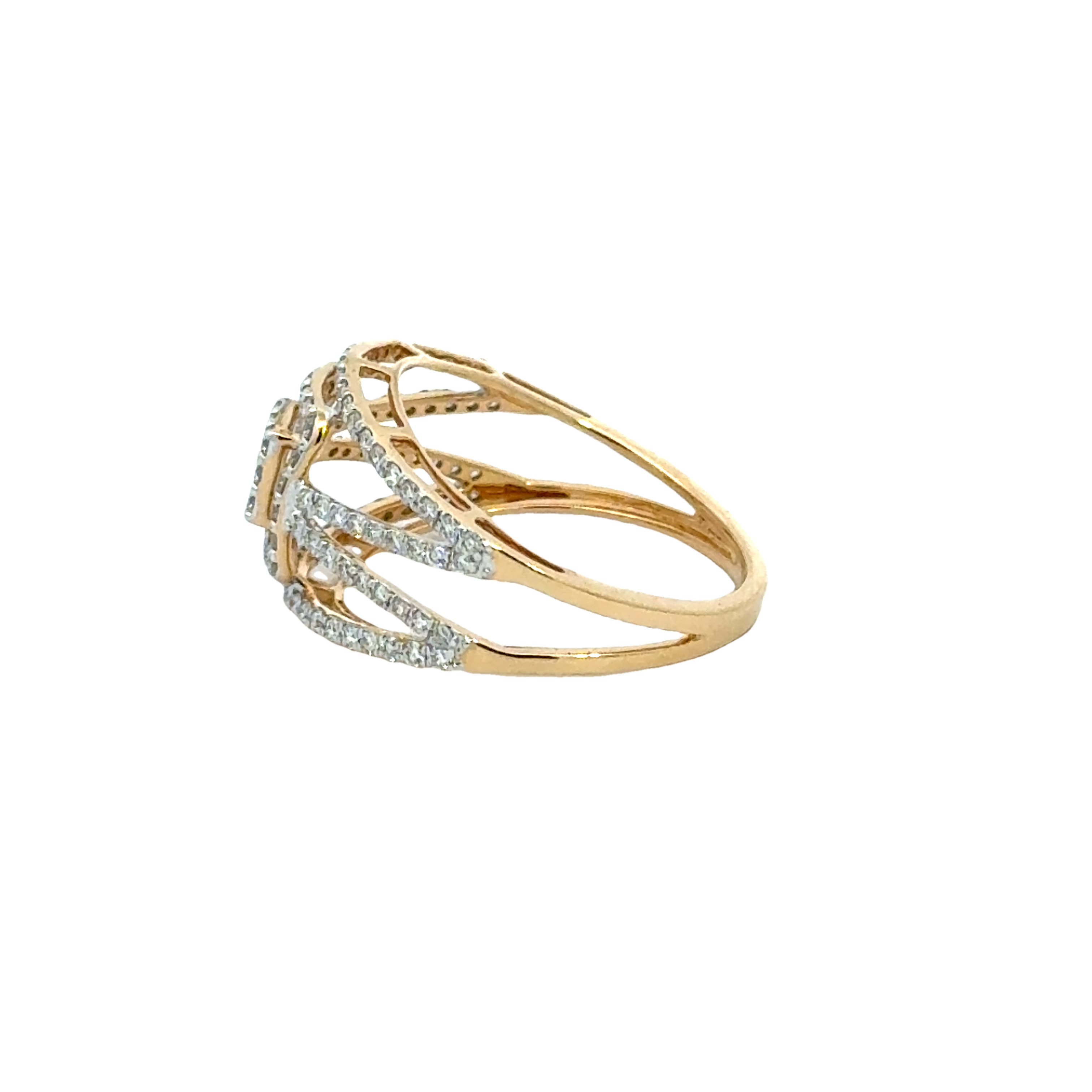 18k Yellow Gold and Diamond Fancy Ring in size 5 and total gold weight of 2.75g