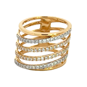 18k Yellow Gold and Diamond Stacked Ring in size 5.5 and total gold weight of 6.82g