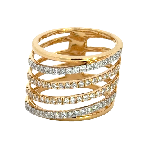 18k Yellow Gold and Diamond Stacked Ring in size 5.5 and total gold weight of 6.82g