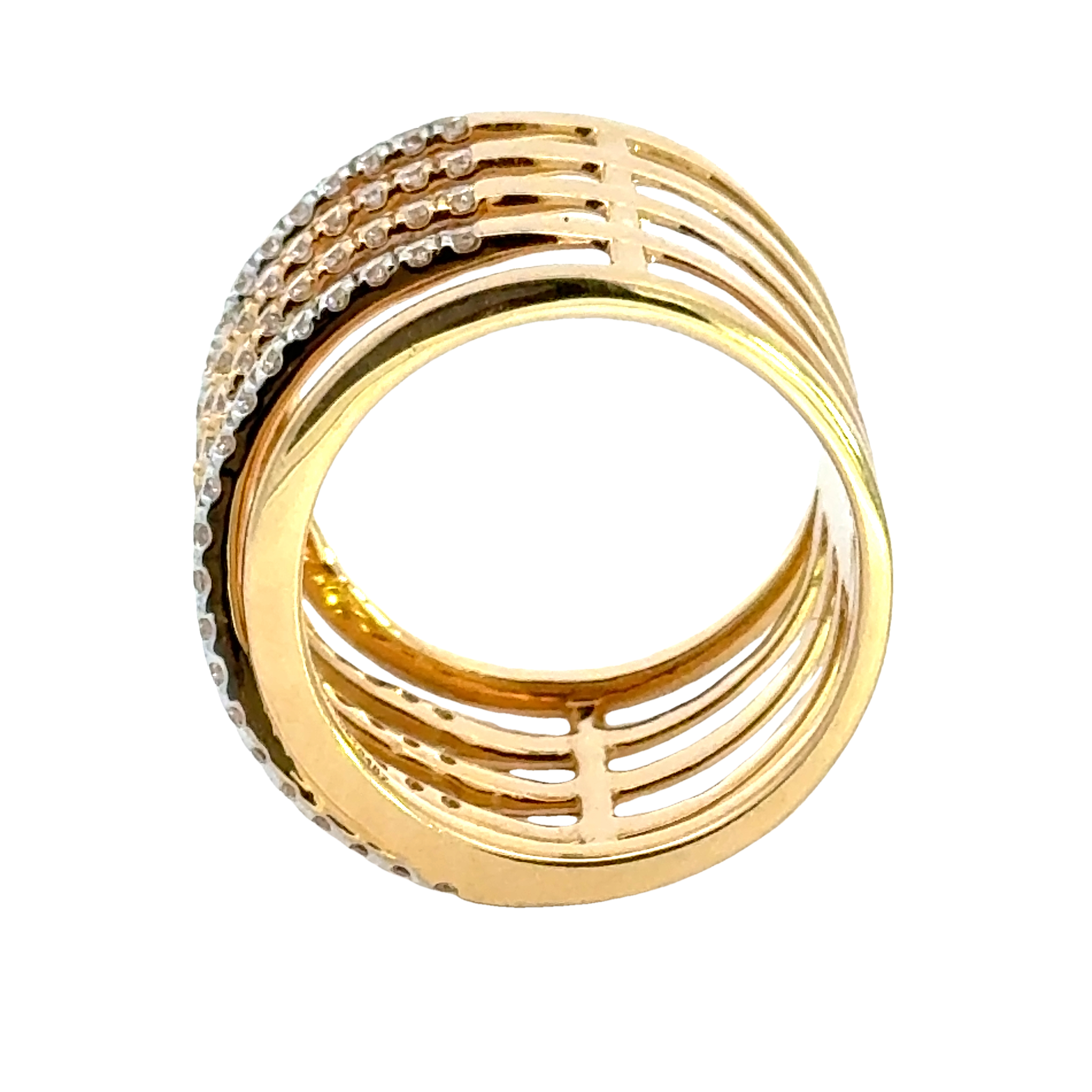 18k Yellow Gold and Diamond Stacked Ring in size 5.5 and total gold weight of 6.82g