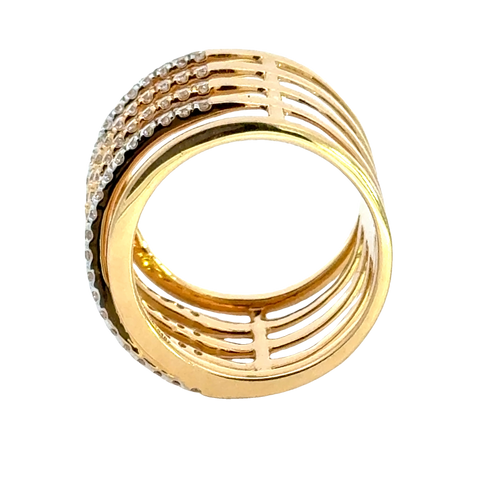 18k Yellow Gold and Diamond Stacked Ring in size 5.5 and total gold weight of 6.82g