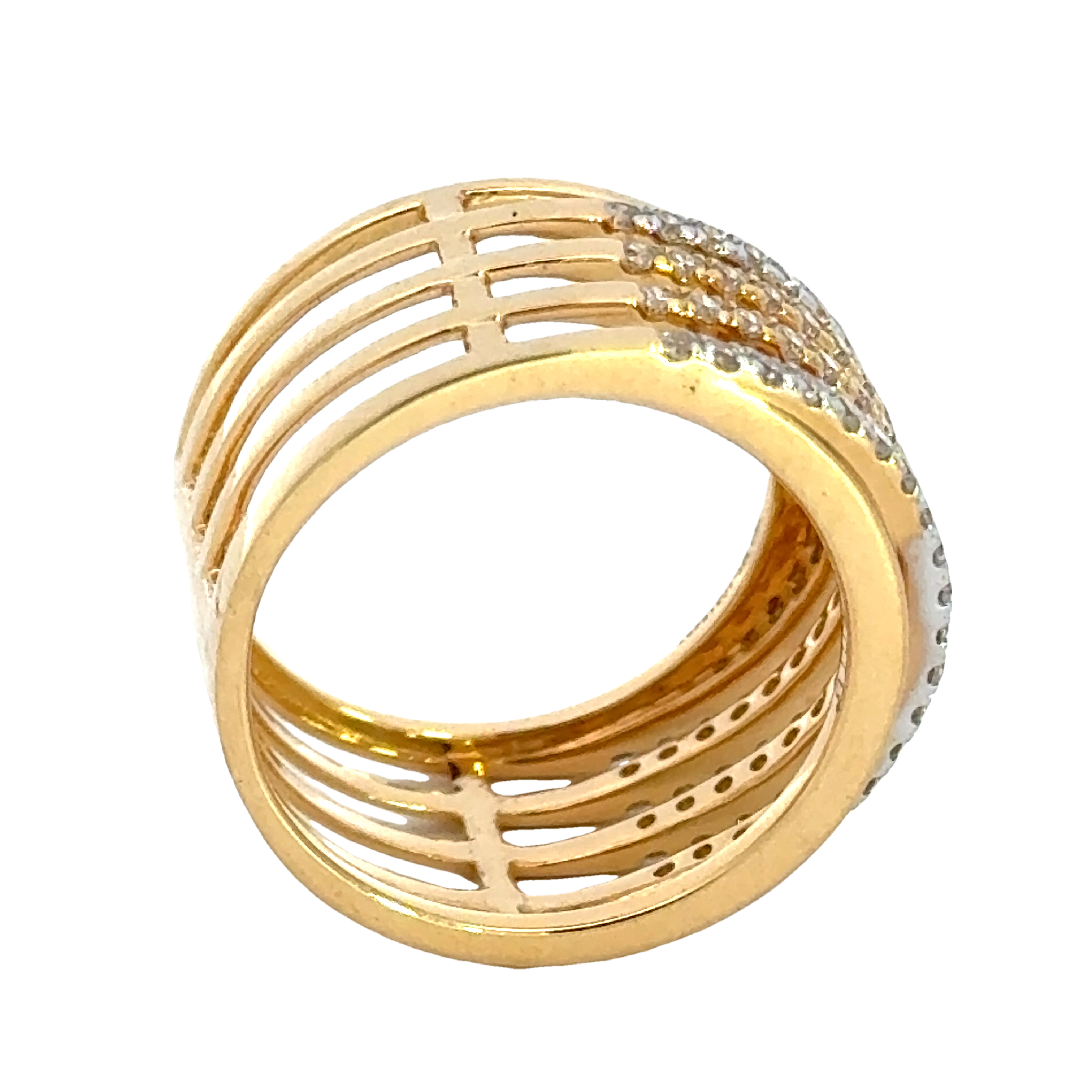 18k Yellow Gold and Diamond Stacked Ring in size 5.5 and total gold weight of 6.82g