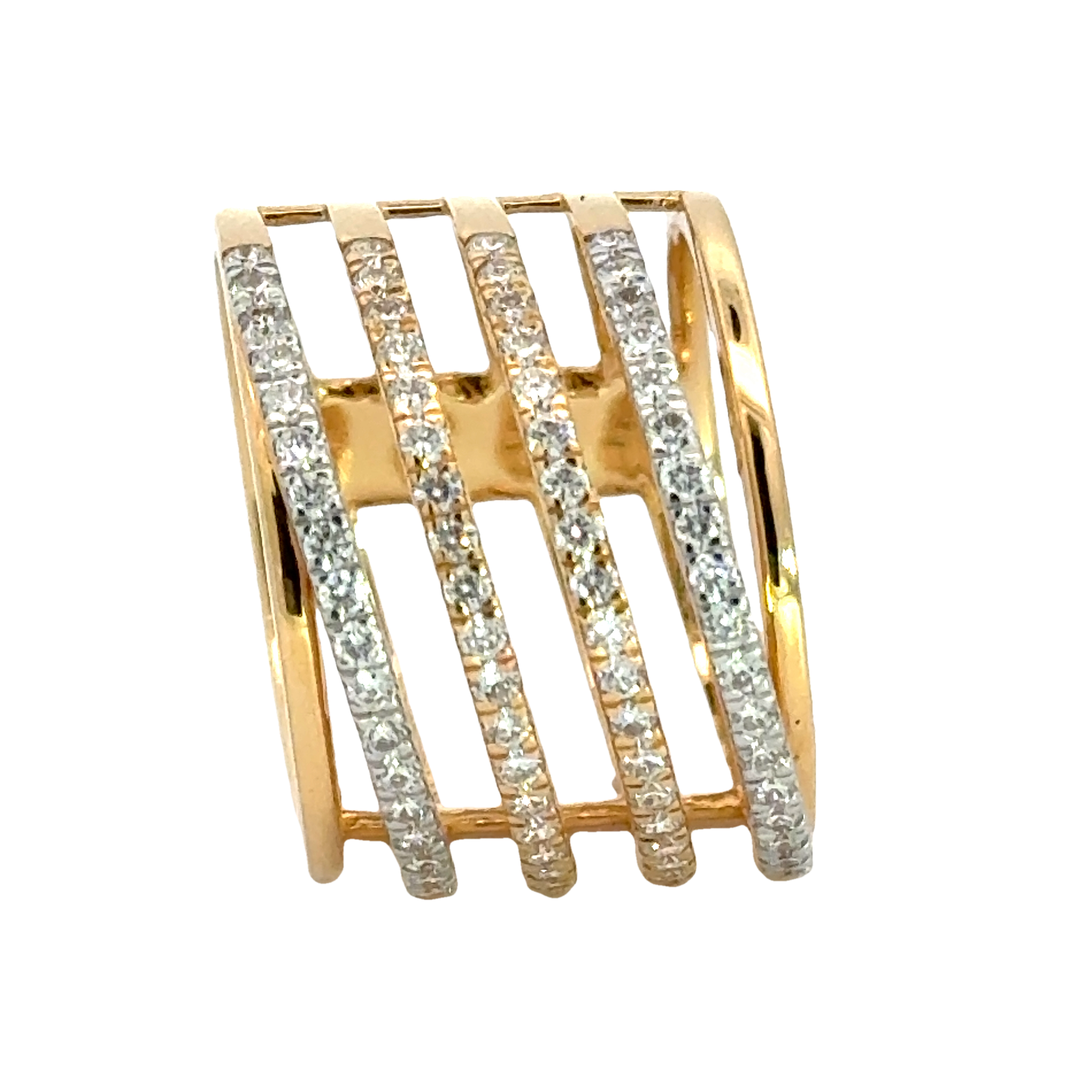 18k Yellow Gold and Diamond Stacked Ring in size 5.5 and total gold weight of 6.82g