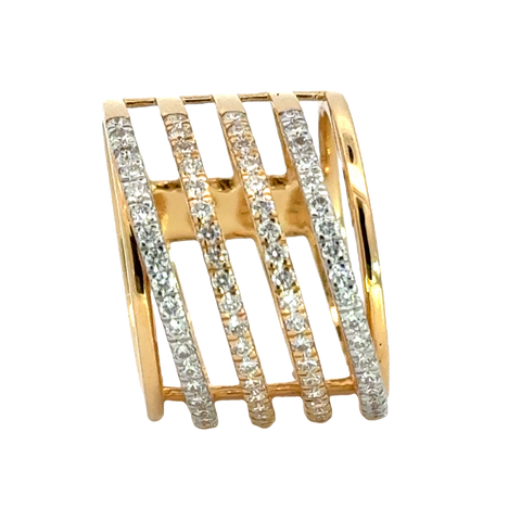 18k Yellow Gold and Diamond Stacked Ring in size 5.5 and total gold weight of 6.82g