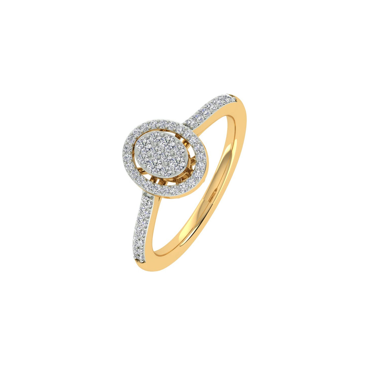 18k Yellow Gold and Diamond Fancy Ring in size 6 and total gold weight of 2.33g