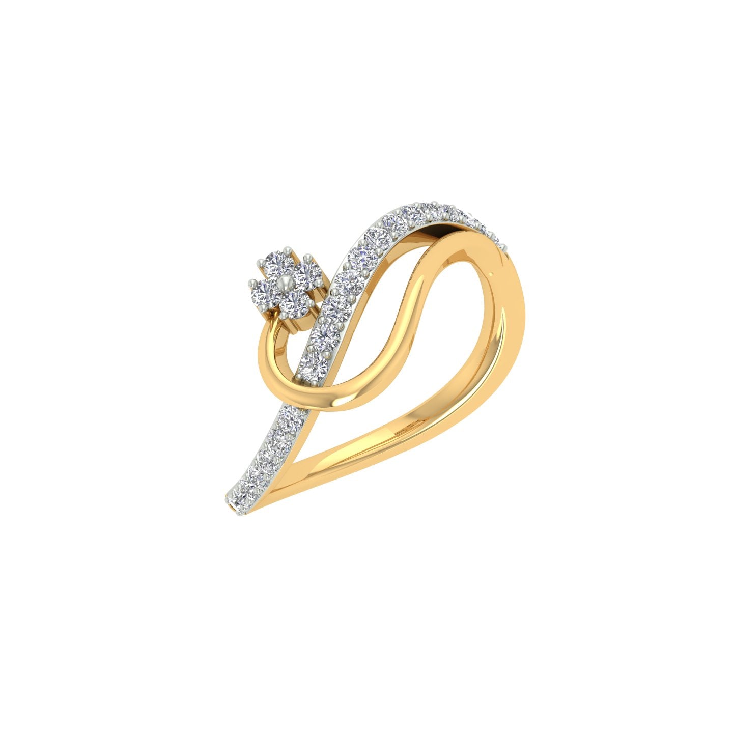 18k Yellow Gold and Diamond Fancy Ring in size and total gold weight of 2.27g