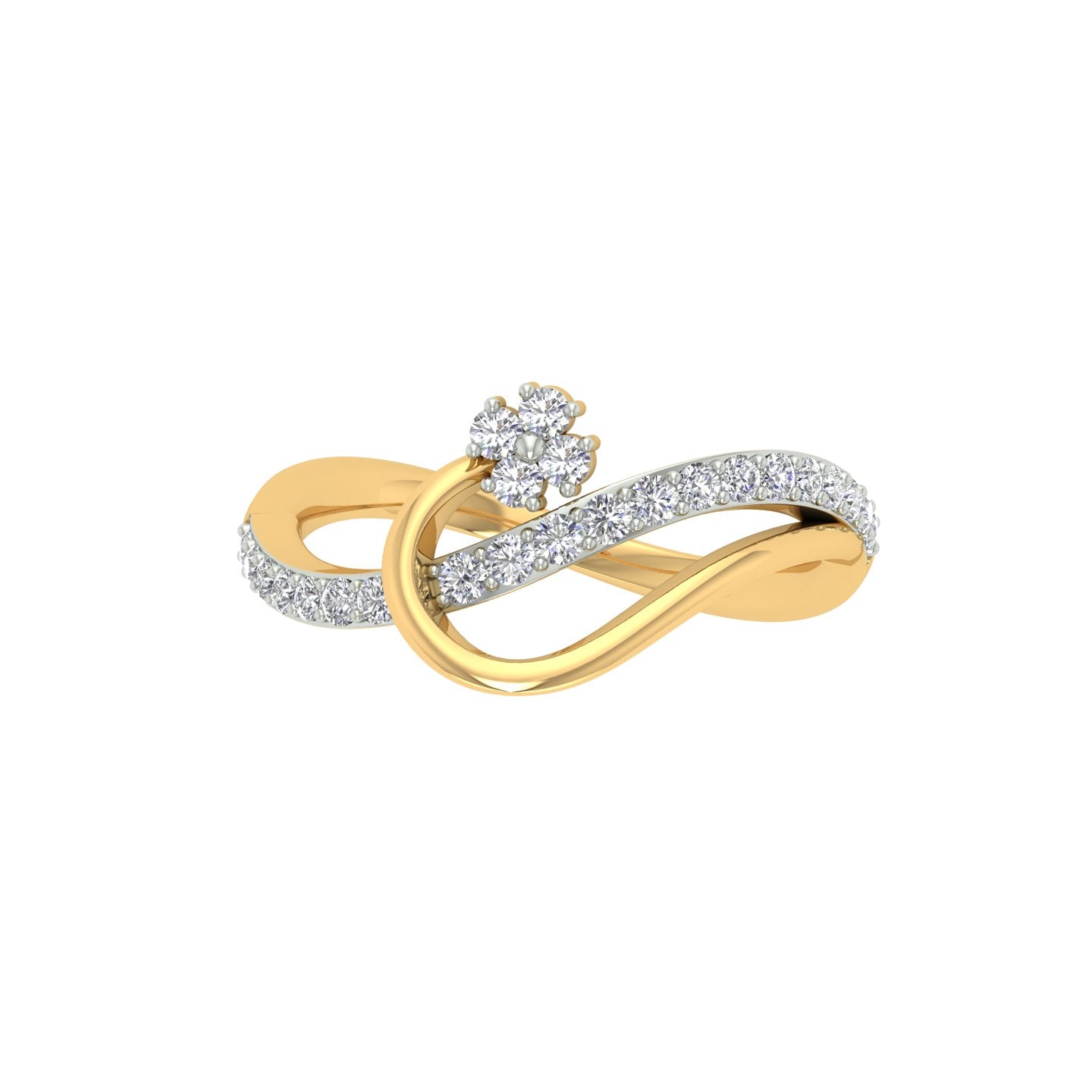 18k Yellow Gold and Diamond Fancy Ring in size and total gold weight of 2.27g