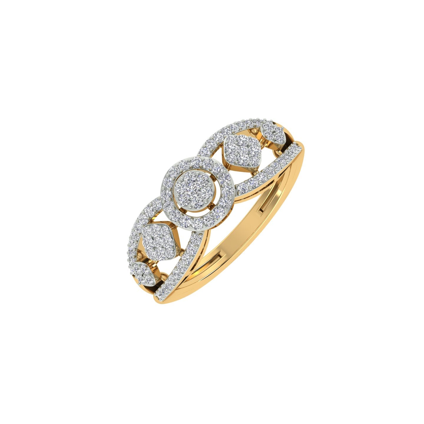 18k Yellow Gold and Diamond Fancy Ring in size and total gold weight of 2.47g