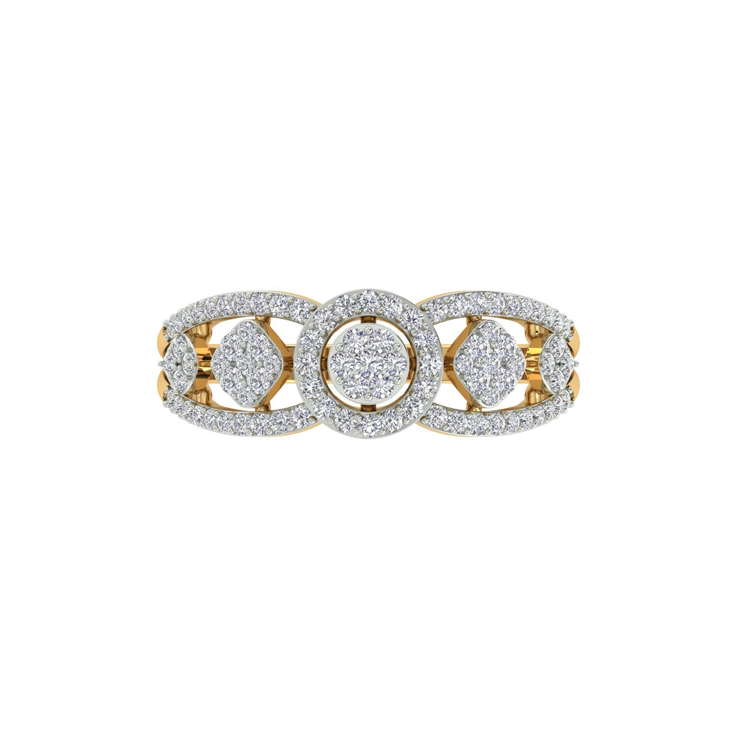 18k Yellow Gold and Diamond Fancy Ring in size and total gold weight of 2.47g