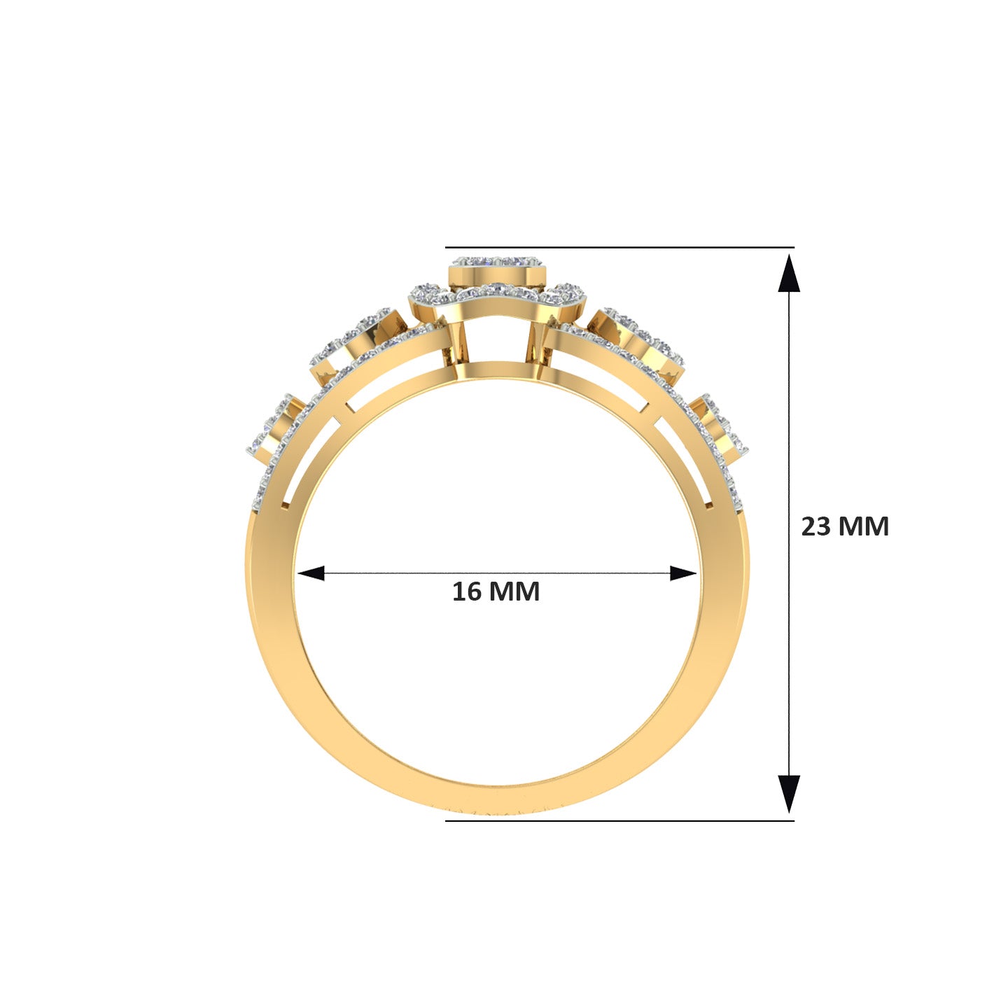 18k Yellow Gold and Diamond Fancy Ring in size and total gold weight of 2.47g