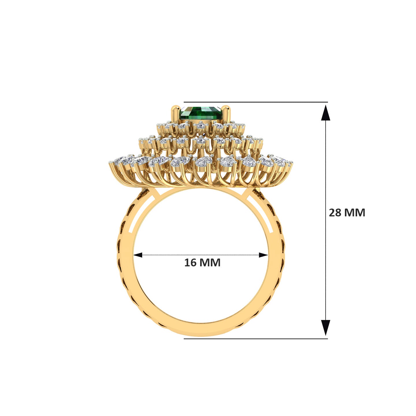 18k Yellow Gold and Diamond Fancy Ring in size 6 and total gold weight of 6.18g