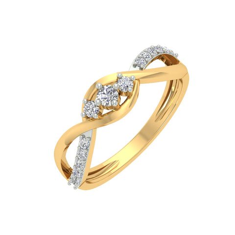 18k Yellow Gold and Diamond Fancy Ring in size 5.5 and total gold weight of 1.75g