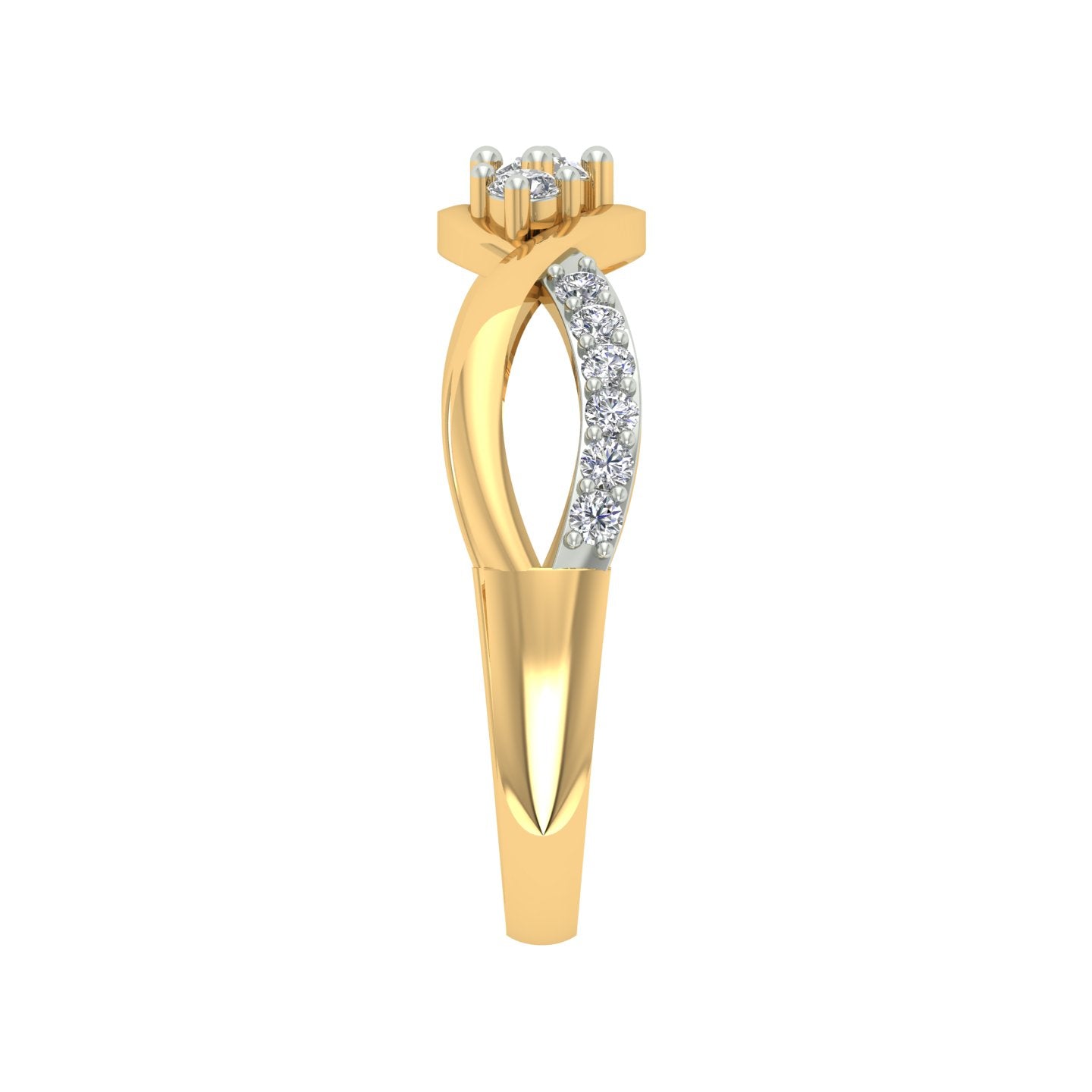 18k Yellow Gold and Diamond Fancy Ring in size 5.5 and total gold weight of 1.75g