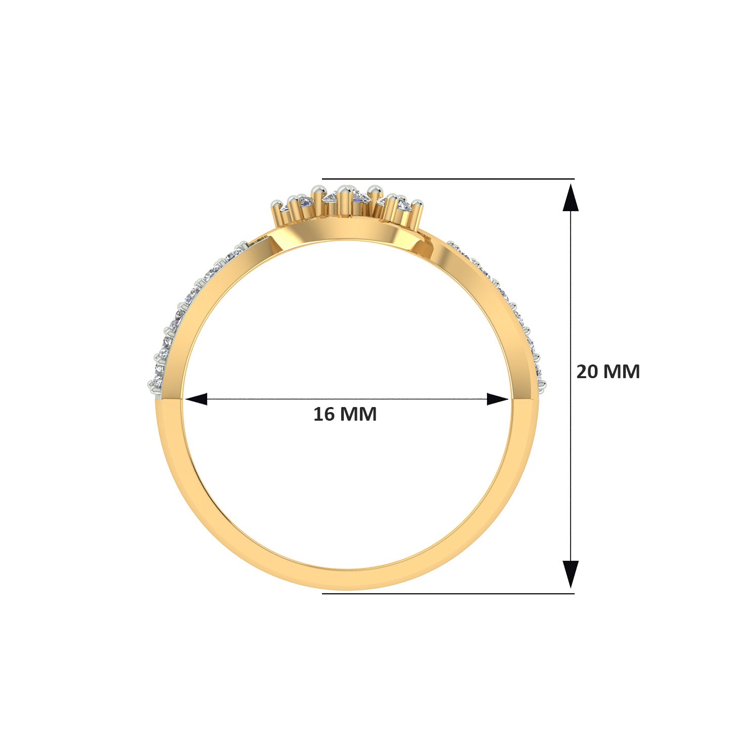 18k Yellow Gold and Diamond Fancy Ring in size 5.5 and total gold weight of 1.75g