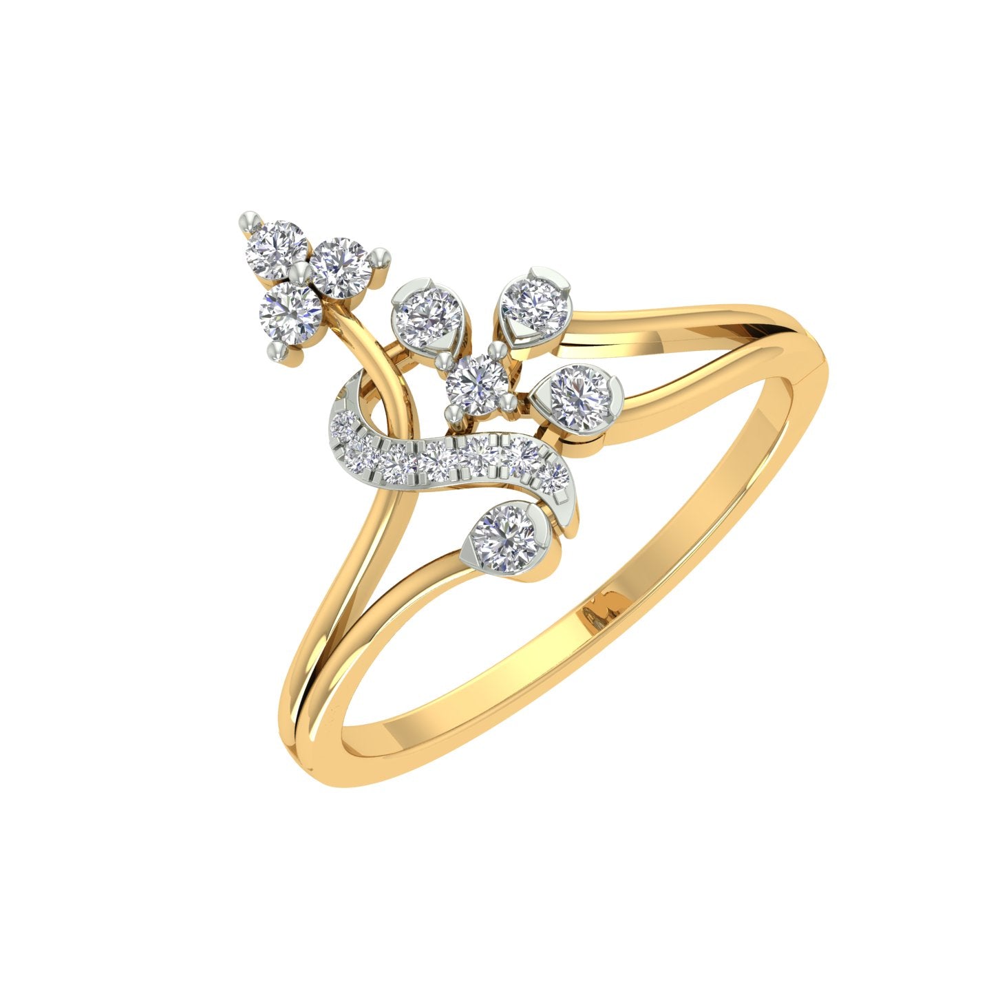 18k Yellow Gold and Diamond Fancy Ring in size 5.5 and total gold weight of 2.09g