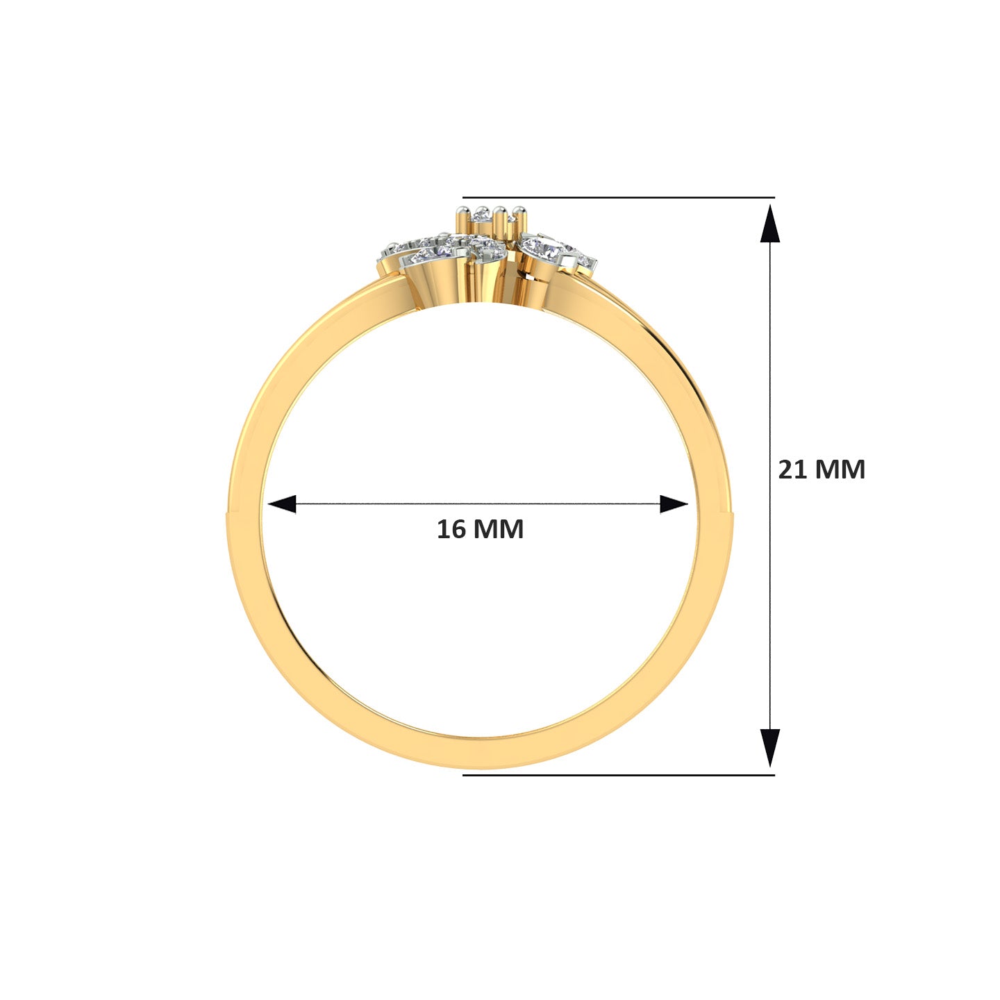 18k Yellow Gold and Diamond Fancy Ring in size 5.5 and total gold weight of 2.09g