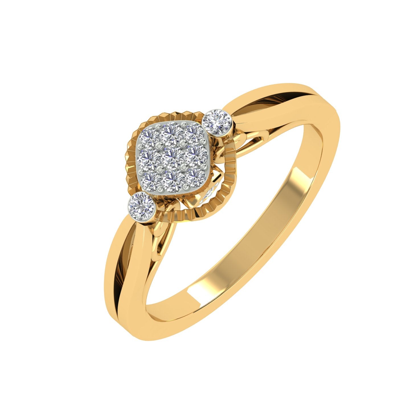 18k Yellow Gold and Diamond Fancy Ring in size 5.5 and total gold weight of 3.41g