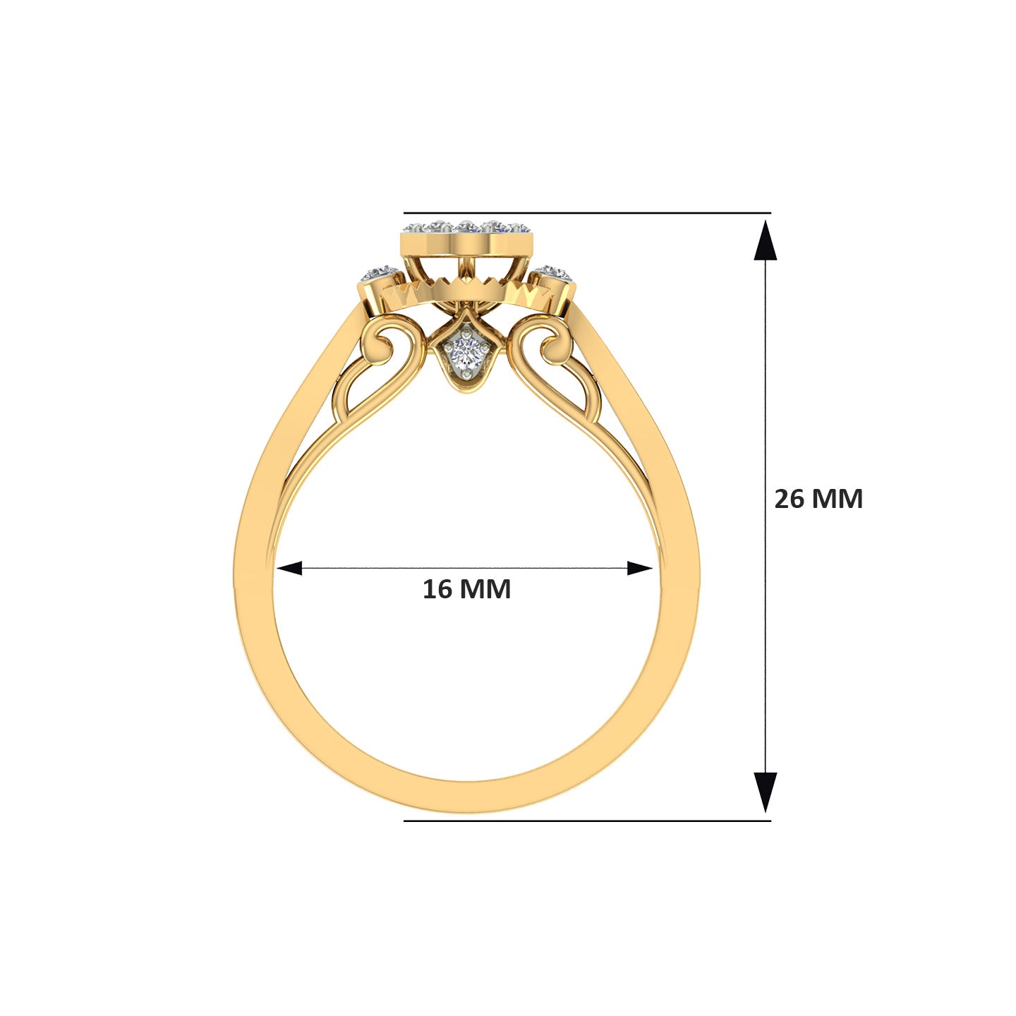 18k Yellow Gold and Diamond Fancy Ring in size 5.5 and total gold weight of 3.41g