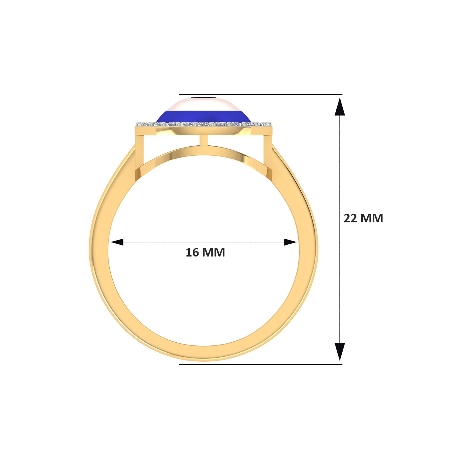 18k Yellow Gold and Diamond evil-eye Religious Ring in size 5.5 and total gold weight of 2.88g