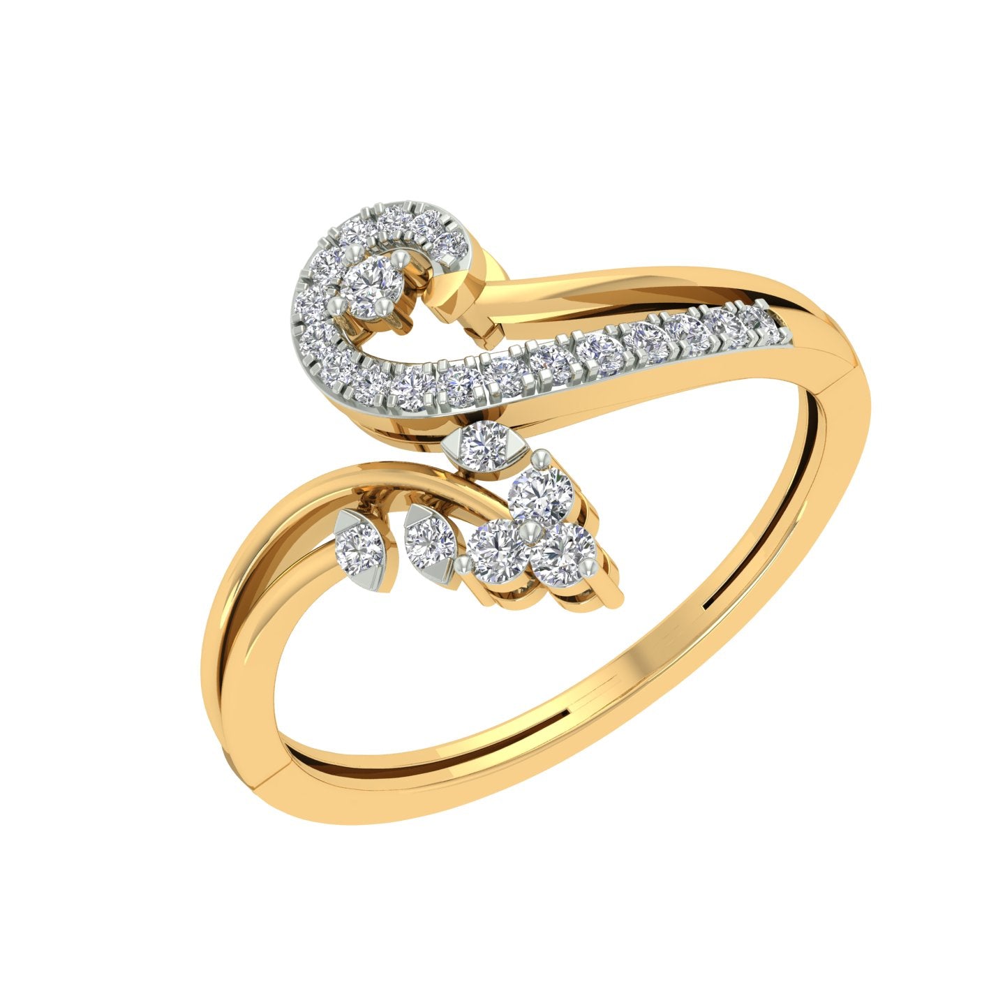 18k Yellow Gold and Diamond Fancy Ring in size 5.5 and total gold weight of 2.19g