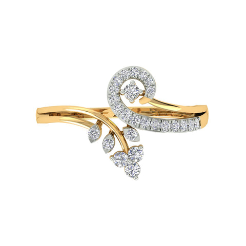 18k Yellow Gold and Diamond Fancy Ring in size 5.5 and total gold weight of 2.19g