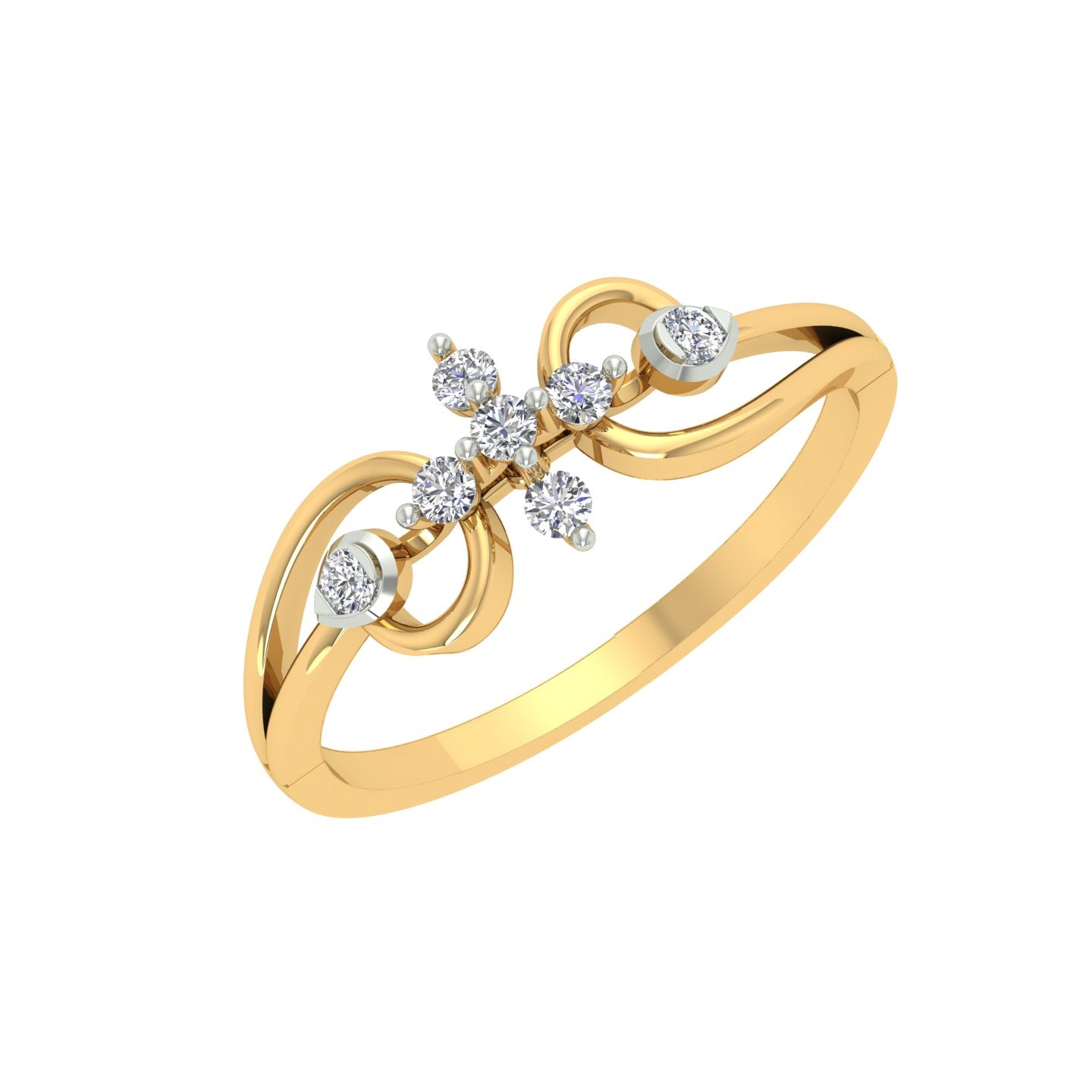 18k Yellow Gold and Diamond Fancy Ring in size 5.5 and total gold weight of 1.54g