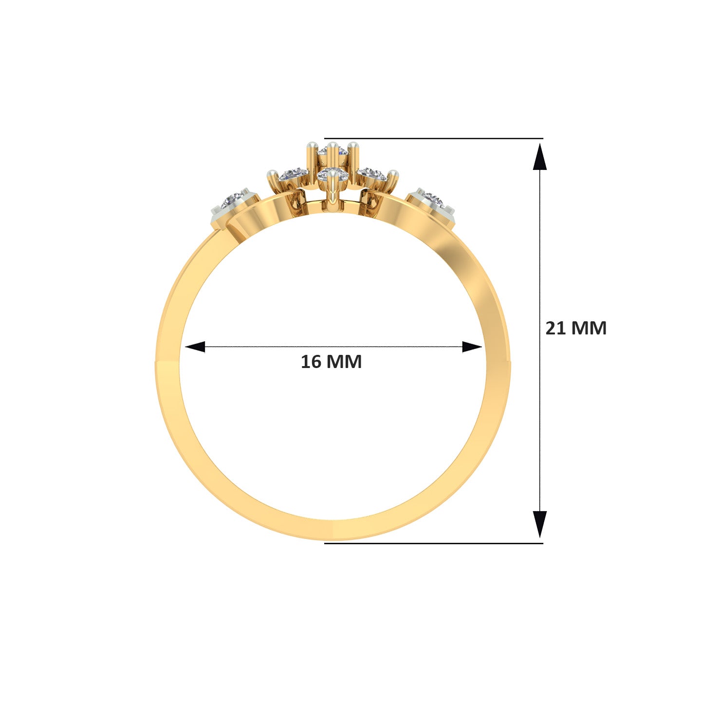 18k Yellow Gold and Diamond Fancy Ring in size 5.5 and total gold weight of 1.54g