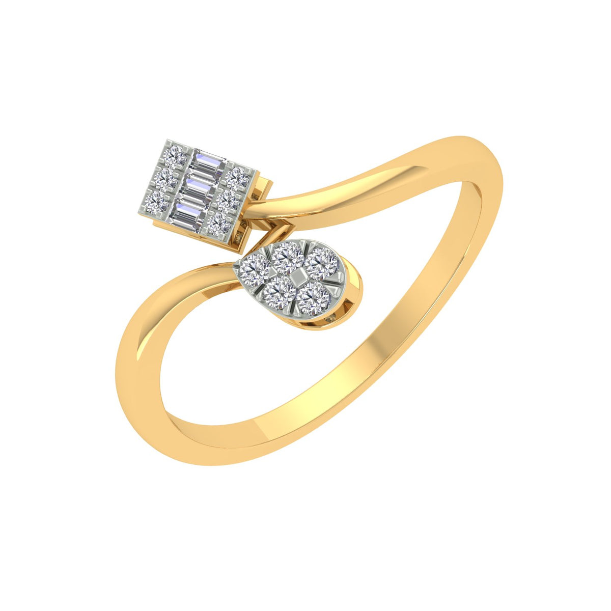 18k Yellow Gold and Diamond Fancy Ring in size 5.5 and total gold weight of 1.82g