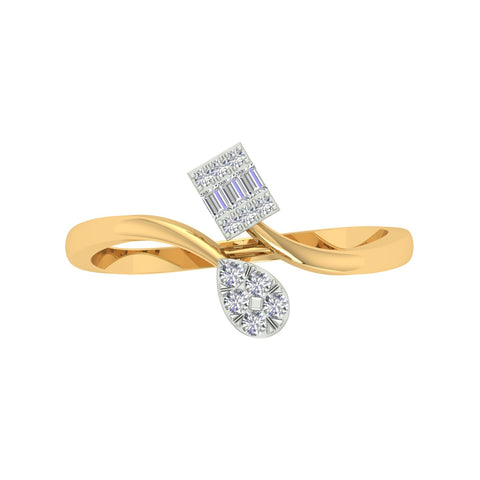 18k Yellow Gold and Diamond Fancy Ring in size 5.5 and total gold weight of 1.82g