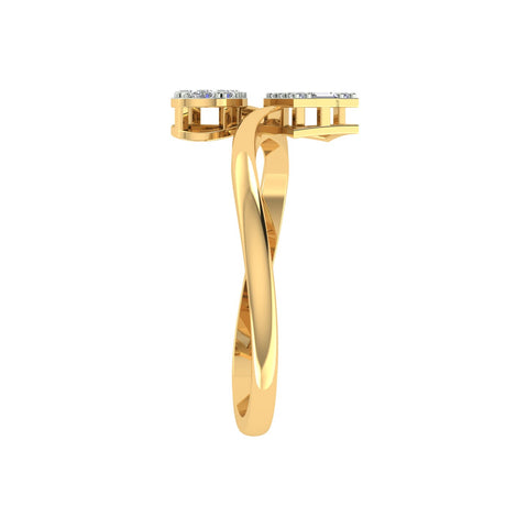 18k Yellow Gold and Diamond Fancy Ring in size 5.5 and total gold weight of 1.82g