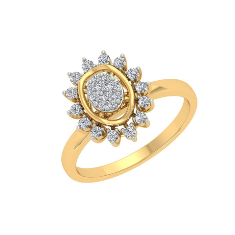 18k Yellow Gold and Diamond Fancy Ring in size 5.5 and total gold weight of 2.28 gm