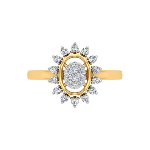 18k Yellow Gold and Diamond Fancy Ring in size 5.5 and total gold weight of 2.28 gm