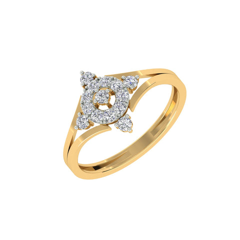 18k Yellow Gold and Diamond Fancy Ring in size 5.5 and total gold weight of 1.55g