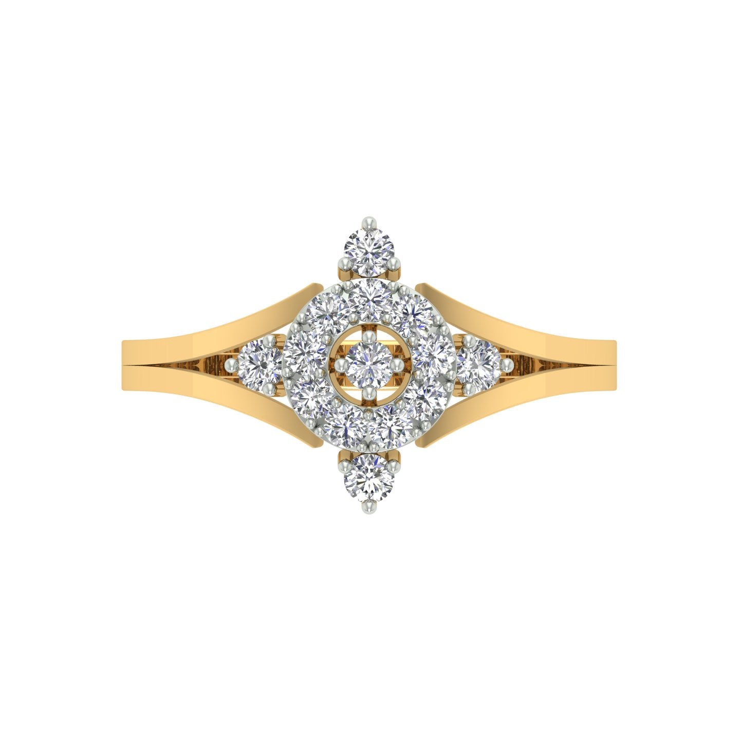 18k Yellow Gold and Diamond Fancy Ring in size 5.5 and total gold weight of 1.55g